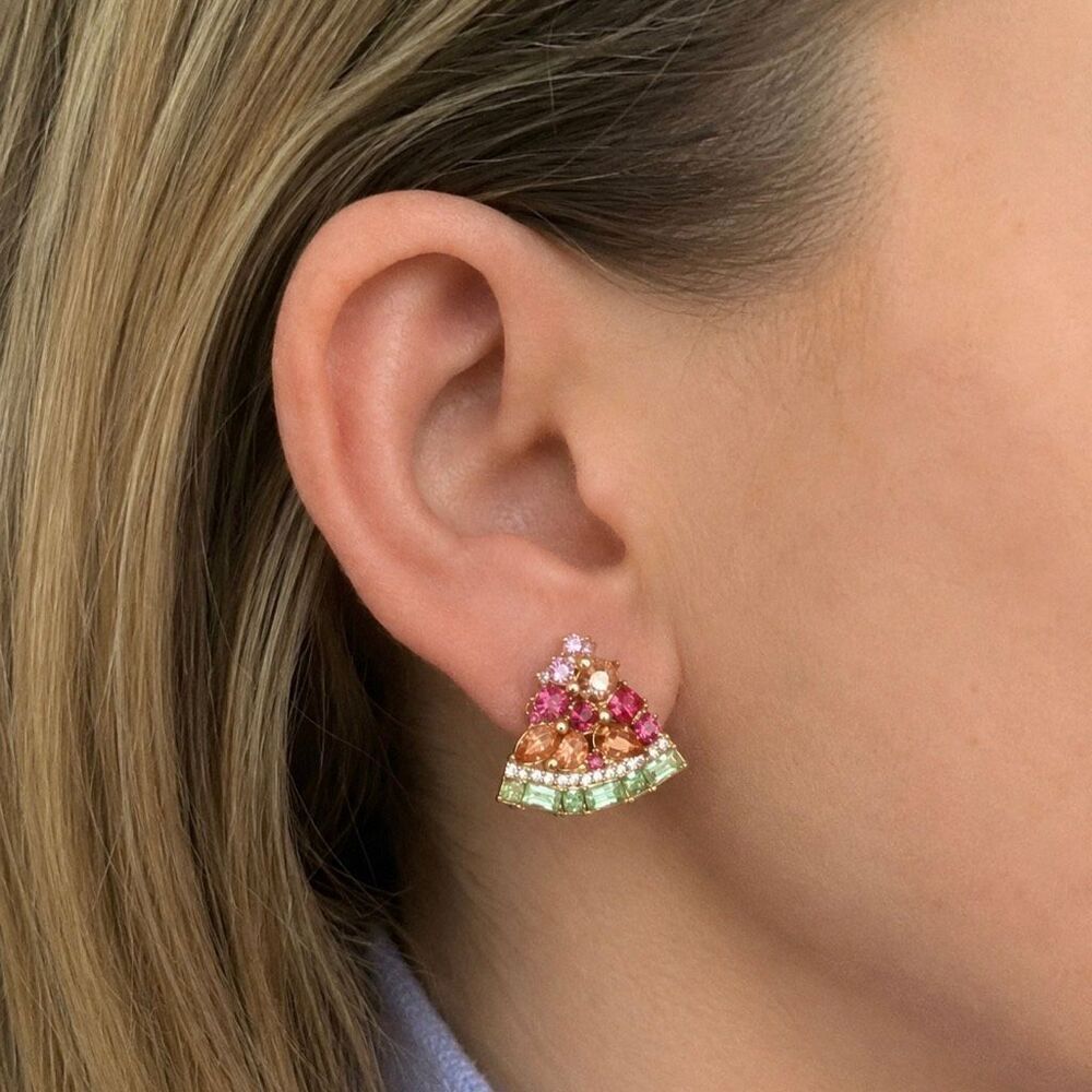 Rainbow Watermelon Studs, Summer Fruit Slice Earrings